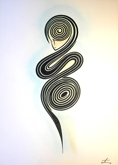 graphic drawings of body lines for art interiors