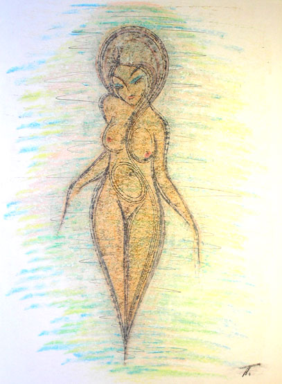 pictures of body lines with oil pastel for art collections